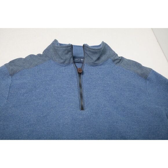 Jim Naatz by Vineyard Vines Sweater Men Medium Blue Merino Wool 1/4 Zip Pullover - Picture 4 of 12